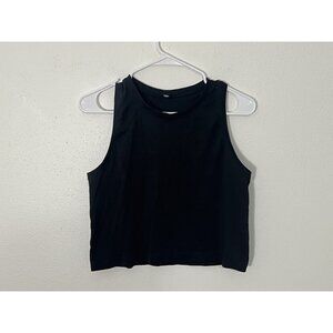 Lululemon Breeze By Muscle Cropped Tank Top W/ Lululemon Logo Size 6/8 Black